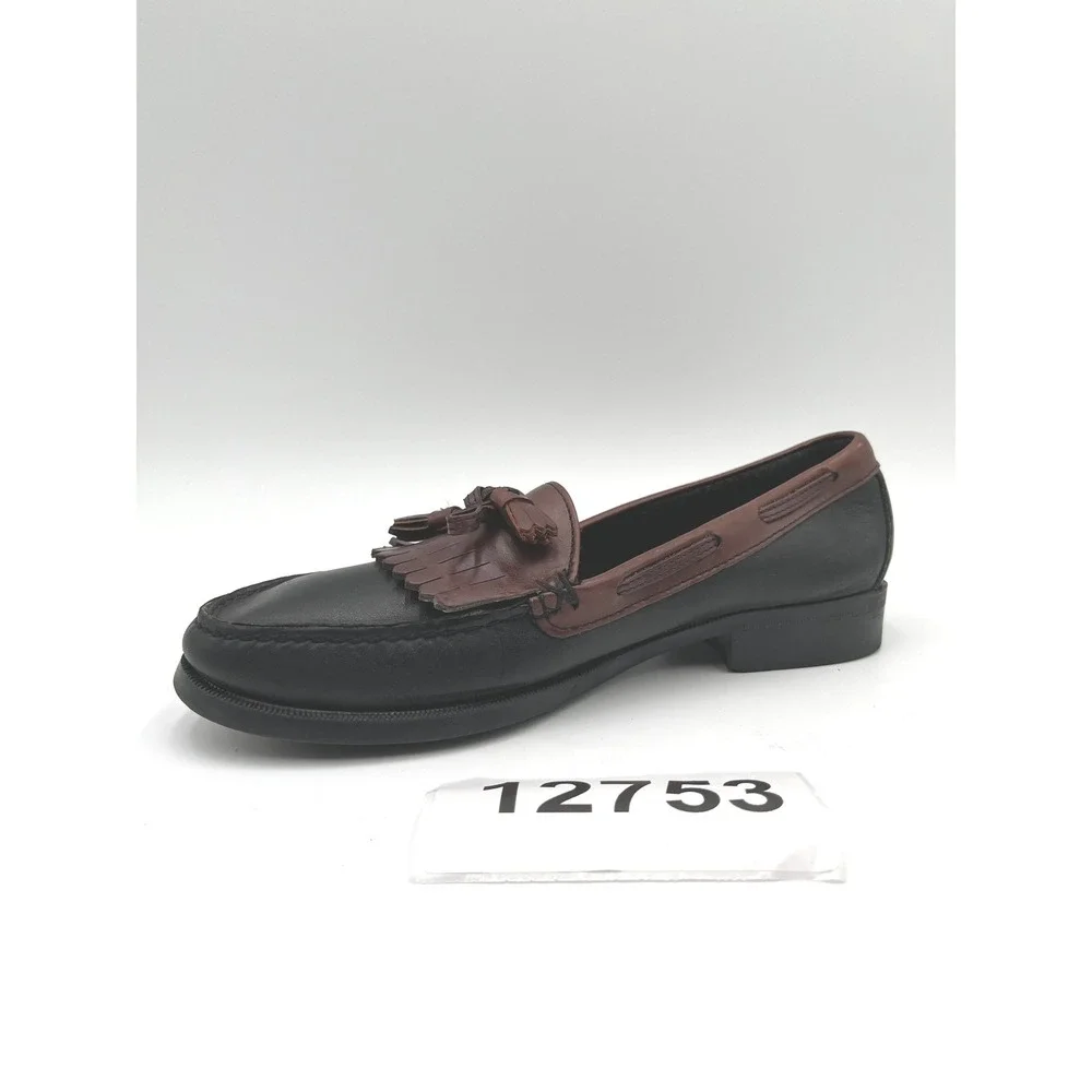 Sebago Handsewn Tassel Loafers Mens 11M Black Brown Leather Block Heels Shoes